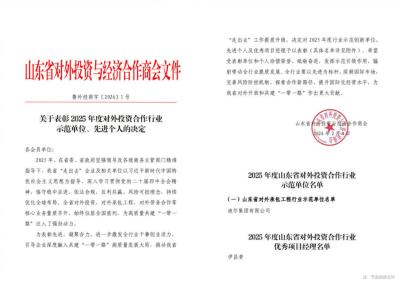 迪爾集團(tuán)喜獲“山東省對(duì)外投資 合作行業(yè)示范單位”稱號(hào)